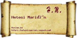Hetesi Marián névjegykártya